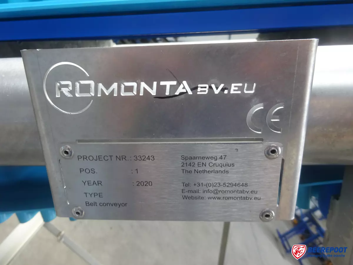 Opvoer transportband RVS